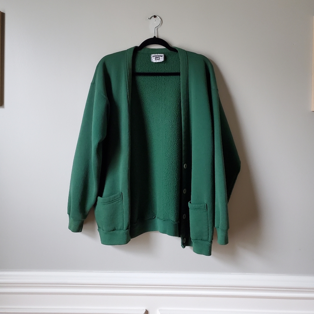VINTAGE | Lee Green Oversized Grandpa Sweater Cardigan | OS